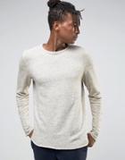 Selected Homme Crew Neck Sweat With Curved Hem - Gray