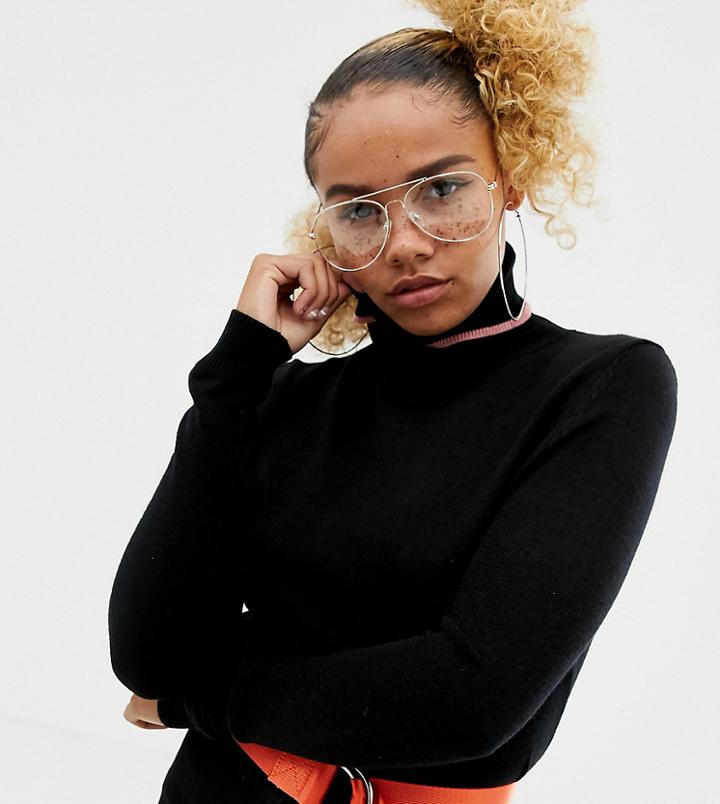 Collusion Petite Roll Neck Sweater - Black