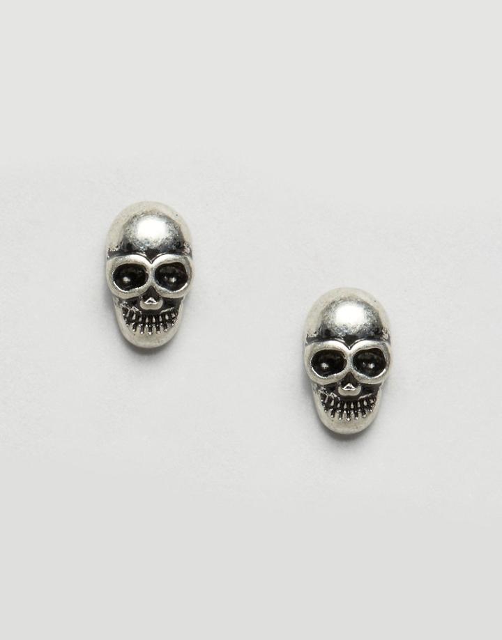 Asos Skull Stud Halloween Earrings - Silver