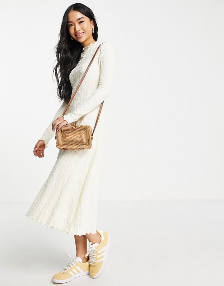 Urban Revivo Knit Midi Dress In White