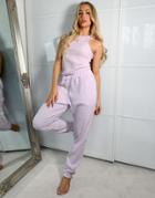 Asos Weekend Collective Lounge Waffle Oversized Sweatpants In Lilac-purple