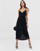 Asos Design Cami Wrap Maxi Dress - Black