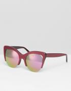 Vow London Handmade Cut Out Cat Eye Sunglasses - Hot Pink Glitter