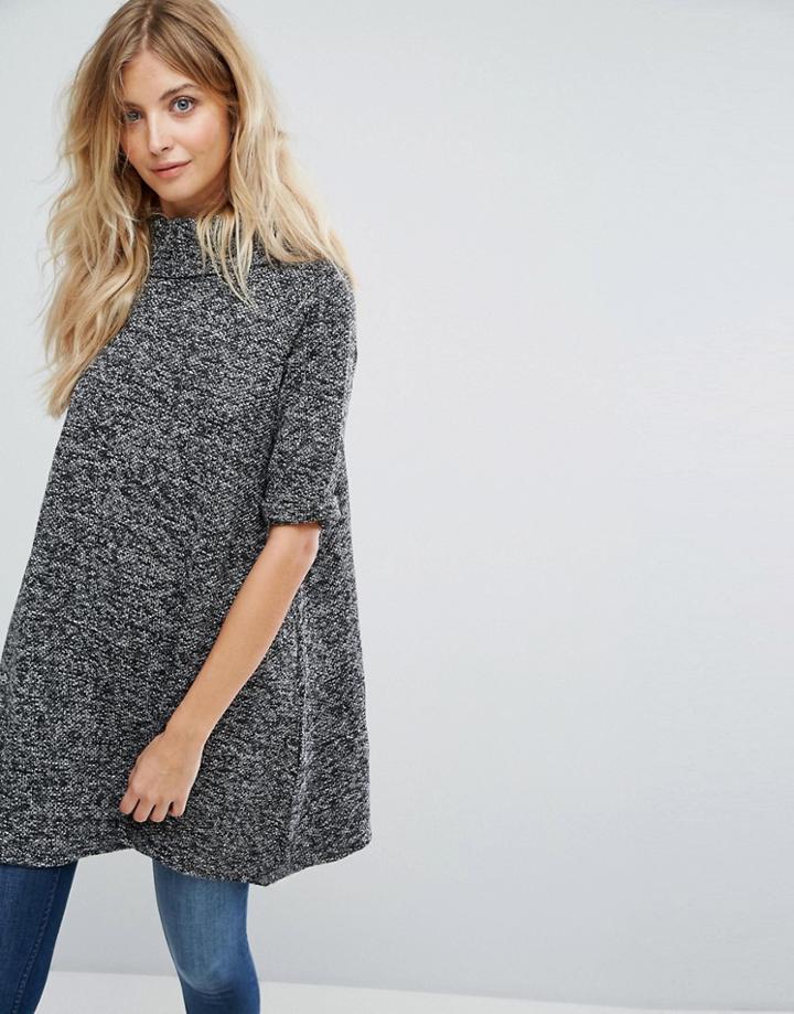Qed London Roll Neck Swing Sweater - Gray