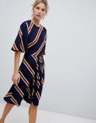 Y.a.s Stripe Midi Dress With Pleat Detail-multi