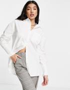 Influence Poplin Shirt With Gathered Sleeve In White
