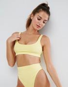 Asos Crop Bikini Top In Rib - Yellow