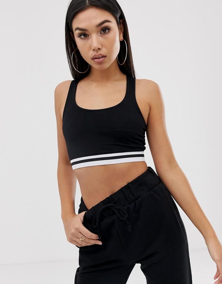 Asos Design Lounge Mix & Match Raw Crop Top-black