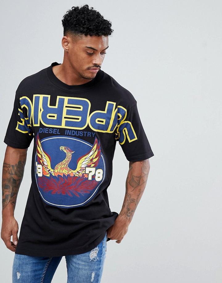 Diesel T-lucas Oversized Pheonix Logo T-shirt - Black