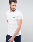 Tommy Hilfiger Falco Slub T-shirt Tipped Pocket In Regular Fit - White