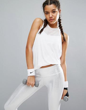Haute Body Draped Armhole Bamboo Tank With Sheer Mesh Panels - White