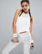 Haute Body Draped Armhole Bamboo Tank With Sheer Mesh Panels - White
