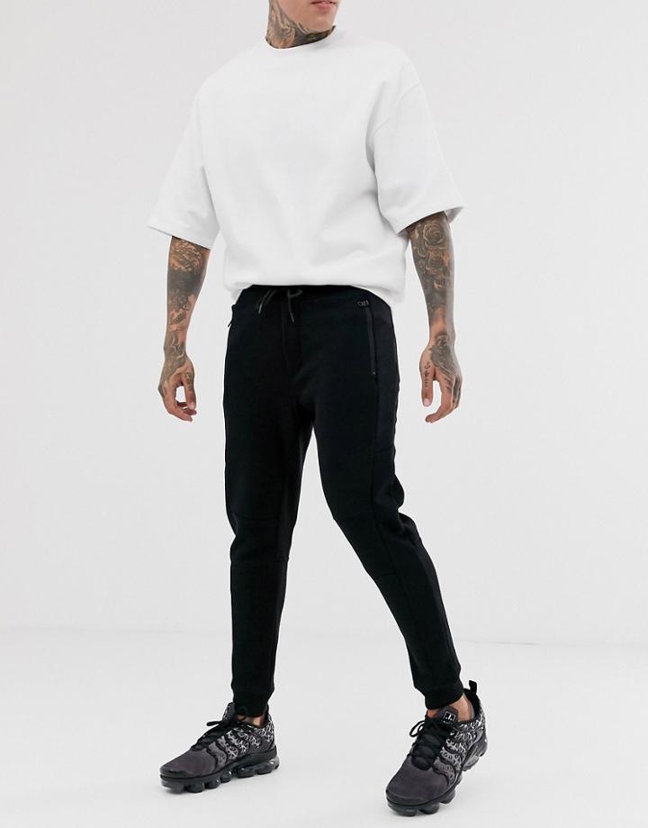 Bershka Jersey Waffle Sweatpants In Black