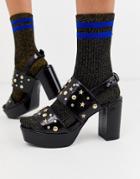 Monki Studded Platform Sandals-black