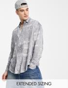 Asos Design 90s Oversized Shirt In Paisley Bandana Print-gray