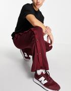 Asos Design Oversized Straight Leg Sweatpants With Snaps In Burgundy - Part Of A Set-red