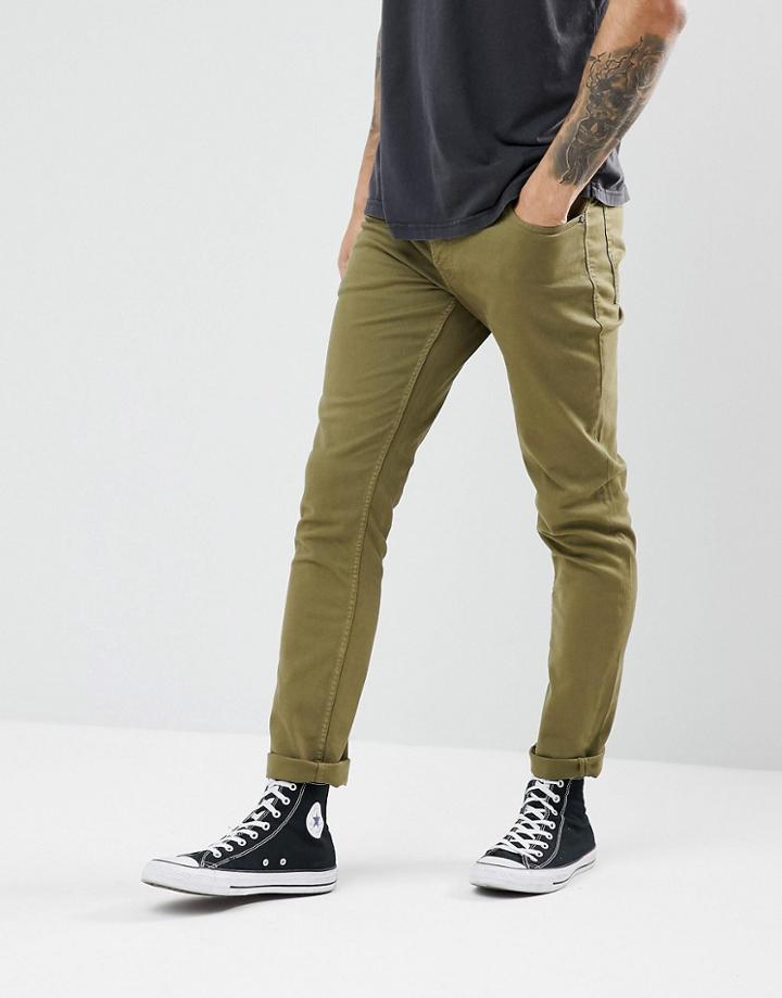 Jack & Jones Slim Fit Jeans In Khaki Colored Denim - Green