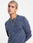 Allsaints Mode Merino Crew Neck Knitted Sweater In Blue