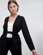 Asos Design Tailored Soft Blazer With Self Belt - Black
