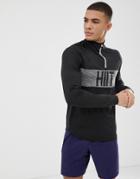 Hiit 1/4 Zip Sweat With Chest Panel In Black - Black
