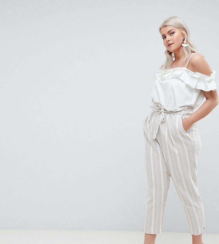 River Island Plus Tapered Pants - Beige