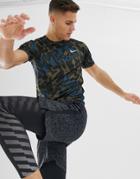 Nike Running Camo T-shirt In Black Av4793-395