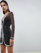 Asos Design Embellished Sequin Robe Mini Dress - Black
