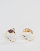 Asos Pack Of 2 Indian Summer Rings - Gold