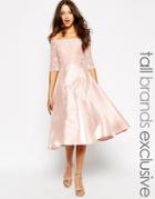 True Decadence Tall Satin Midi Prom Dress - Pink