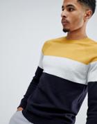 New Look Color Block Sweater In Mustard - Tan