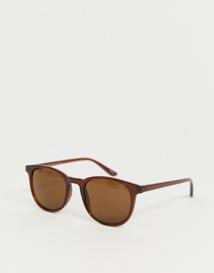 Selected Homme Eco Friendly Sunglasses With Brown Lens And Frame - Gold