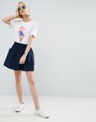 Asos Mini Skater Skirt In Cotton Poplin With Pockets - Blue