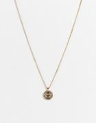 Topshop Cancer Crystal Pendant Necklace In Gold