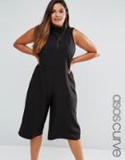 Asos Curve Jumpsuit With Culotte Leg And High Neck - Black