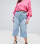 New Look Curve Wide Leg Cropped Jeans - Blue