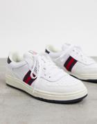 Polo Ralph Lauren Sneakers In White With Constrasting Red Stripe