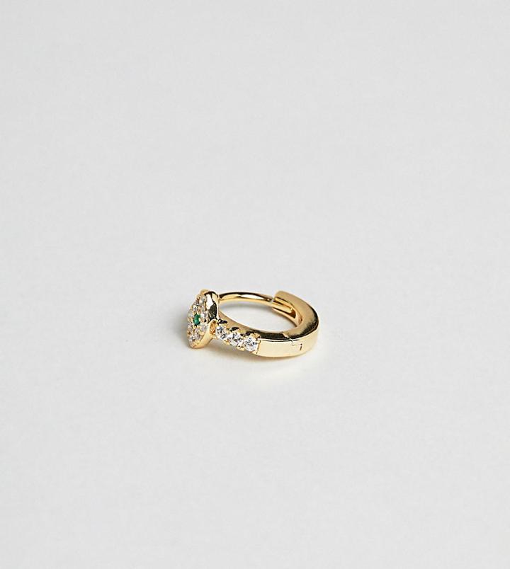 Galleria Armadoro Gold Plated Crystal Pave Eve Huggie Hoop Earring - Gold