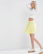Asos Skater Skirt In Texture - Lemon