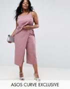 Asos Curve Buckle Trim Culotte Co-ord - Purple
