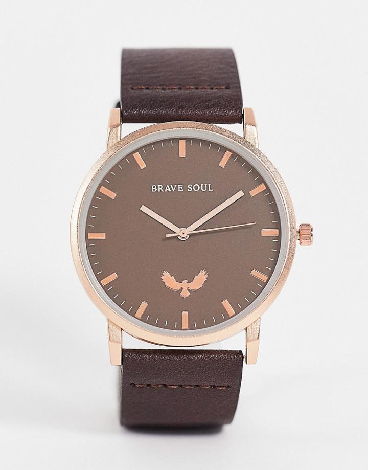 Brave Soul Logo Watch In Black And Gold
