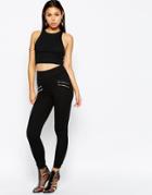 Asos High Waisted Leggings With Double Zips - Black