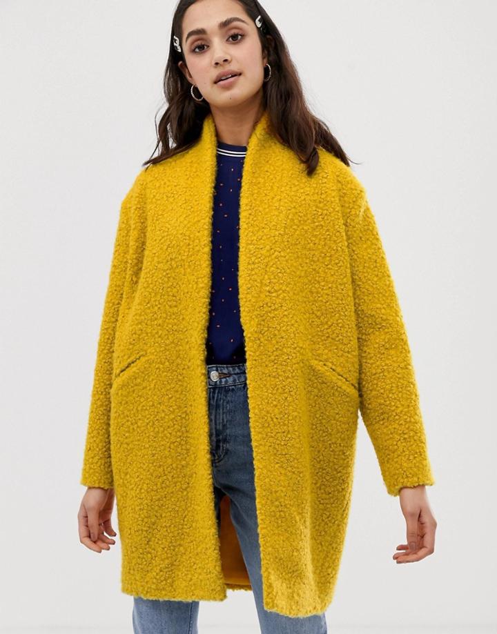 Miss Selfridge Texture Coat In Yellow - Yellow