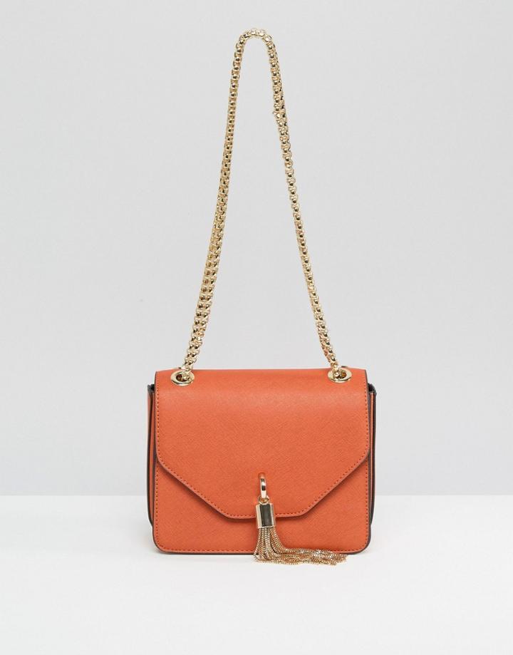 Dune Cross Body Bag With Oversized Tassel - Orange