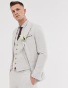 Moss London Slim Suit Jacket In Beige Linen With Stretch - Beige