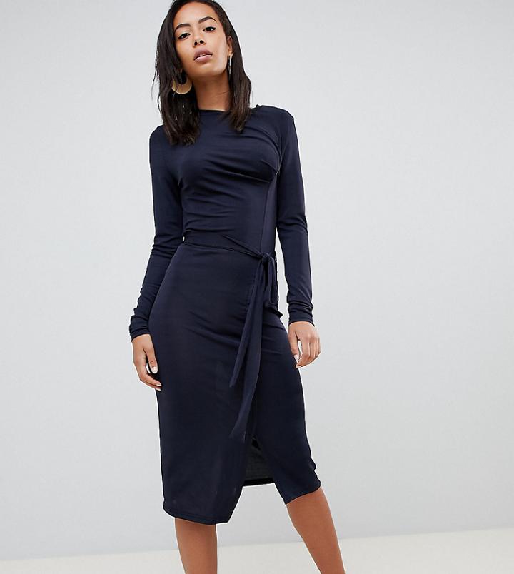 Y.a.s Tall Tiffani Drapey High Neck Dress - Black