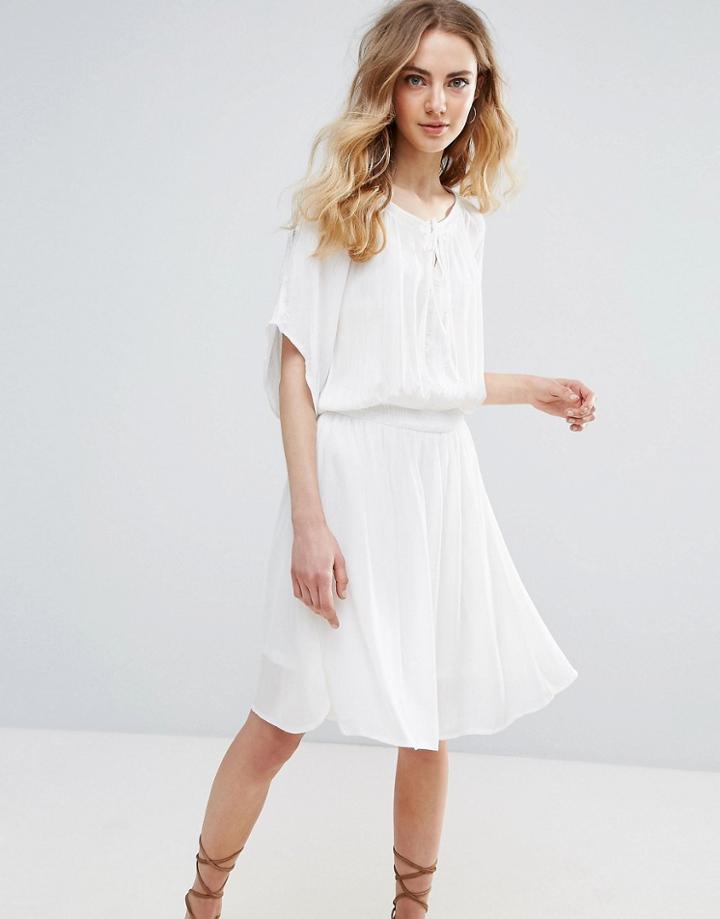 Ichi Kimono Sleeve Dress - White