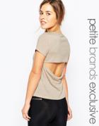 One Day Petite Open Back Jersey Top - Oatmeal