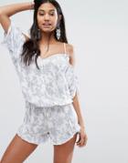 Surf Gypsy Paisley Ruffle Cold Shoulder Romper - Multi
