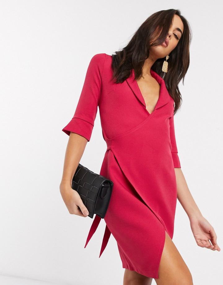 Vesper Tailored Wrap Dress In Pink