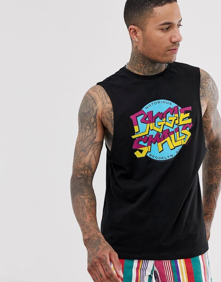 Asos Design Biggie Relaxed Sleeveless T-shirt-black